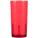 A red customizable plastic tumbler with a textured surface.