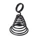 An American Metalcraft black metal spiral table card holder with a ring handle.