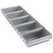 A Chicago Metallic rectangular aluminized steel bread loaf pan with five compartments.