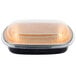 A Durable Packaging black and gold aluminum foil pan with a dome lid.