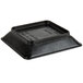 A black plastic square deli server with a lid on top.