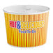 A yellow and red Choice hot food bucket with text on the lid.