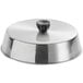 An American Metalcraft stainless steel round basting cover over a silver pan.