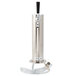 A stainless steel Beverage-Air tap tower with a black handle.