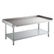 A Regency stainless steel equipment stand with a galvanized shelf.