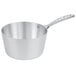 A silver Vollrath Wear-Ever saucepan with a chrome-plated handle.