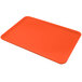 A red rectangular Carlisle Glasteel tray with orange edges.