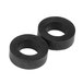 A pair of black rubber washers.