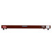A long rectangular brown and copper electric heated shelf warmer with a red handle.