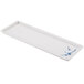 A rectangular white melamine tray with a blue bamboo design.