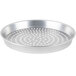 An American Metalcraft silver aluminum pizza pan with perforations.