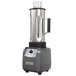 A Hamilton Beach stainless steel food blender with a metal base and container.