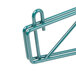 A green Metro SmartWall G3 metal shelf support with a hook on it.