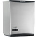 A stainless steel Scotsman Prodigy Plus remote condenser ice machine with a black door.