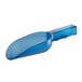 A blue plastic scoop with a handle.