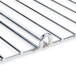 A close-up of a metal wire baking rack.