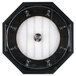 A black and white circular Cal-Mil Ice Carving Mirror with a circular black drainage hose.