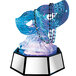 A blue glass sculpture on a Cal-Mil rotating ice pedestal with LED lighting.