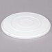 A white Cal-Mil porcelain platter with a circle in the middle on a gray background.