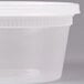 A Pactiv translucent plastic deli container with a lid.