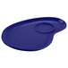 A cobalt blue oval shaped melamine palette plate with a hole in the middle.