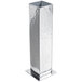 An American Metalcraft stainless steel rectangular bud vase with a hammered surface and square base.