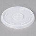 A Dart translucent plastic lid with a curved edge and straw slot over a white circle.