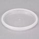 A clear plastic Tamper Resistant Tamper Evident Safe Lock Deli Container Lid with a small hole in the center.