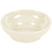 An ivory melamine salsa dish with a white background.