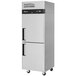 A stainless steel Turbo Air M3 series reach-in freezer with black handles.