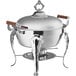 A Choice Classic silver round chafer with wooden handles.