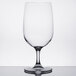 A clear plastic water goblet by Carlisle.