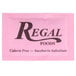A pink Regal Foods saccharin packet with black text.