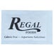 A white Regal Foods packet with black text for Regal Blue Aspartame Sugar Substitute.