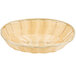 A natural-colored oval rattan bread basket.