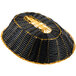 A black and gold woven bread basket by Thunder Group.