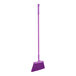 A purple broom with a long handle.