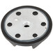 A black and white circular clutch disc with a screw.