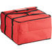 A red Choice insulated pizza delivery bag with black straps.