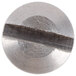 A close-up of a metal circular Nemco roll pin with black and white stripes.