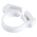 A white plastic hose clamp with two handles.