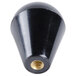 A black plastic Nemco Lid Knob with a gold nut.