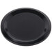 A black round plate with a circular rim.