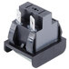 A black Nemco momentary switch with two metal terminals.