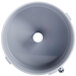 A gray plastic bowl with a hole in the middle.