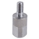 A stainless steel metal cylinder with threaded ends.