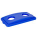 A blue rectangular plastic Continental wall hugger recycling bin with two holes in the lid.