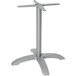 A silver BFM Seating Bali metal table base with a grey metal cross on a white background.