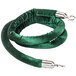 A green velvet rope with satin silver ends.