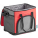 A red small insulated cooler bag with a zipper.